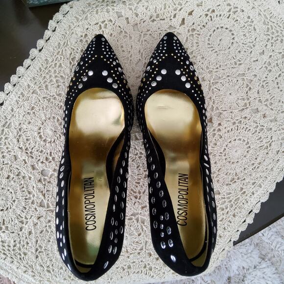 Cosmopolitan Women's Embellished Stiletto Pointy Toe Pump Heels Black Size 8.5 - Picture 3 of 8